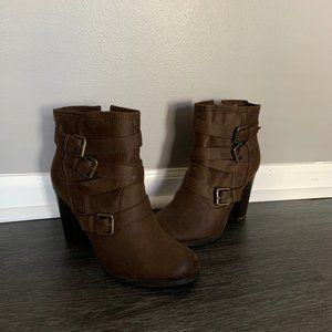 Brown Ankle Boots with Buckles. Never Worn.